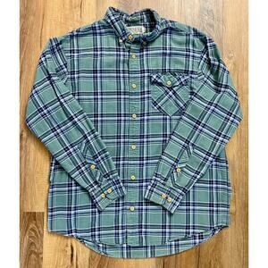 Duluth Trading Co. Casual Blue Green Plaid Trim Fit Shirt Sz XL, No Tag‎ EUC